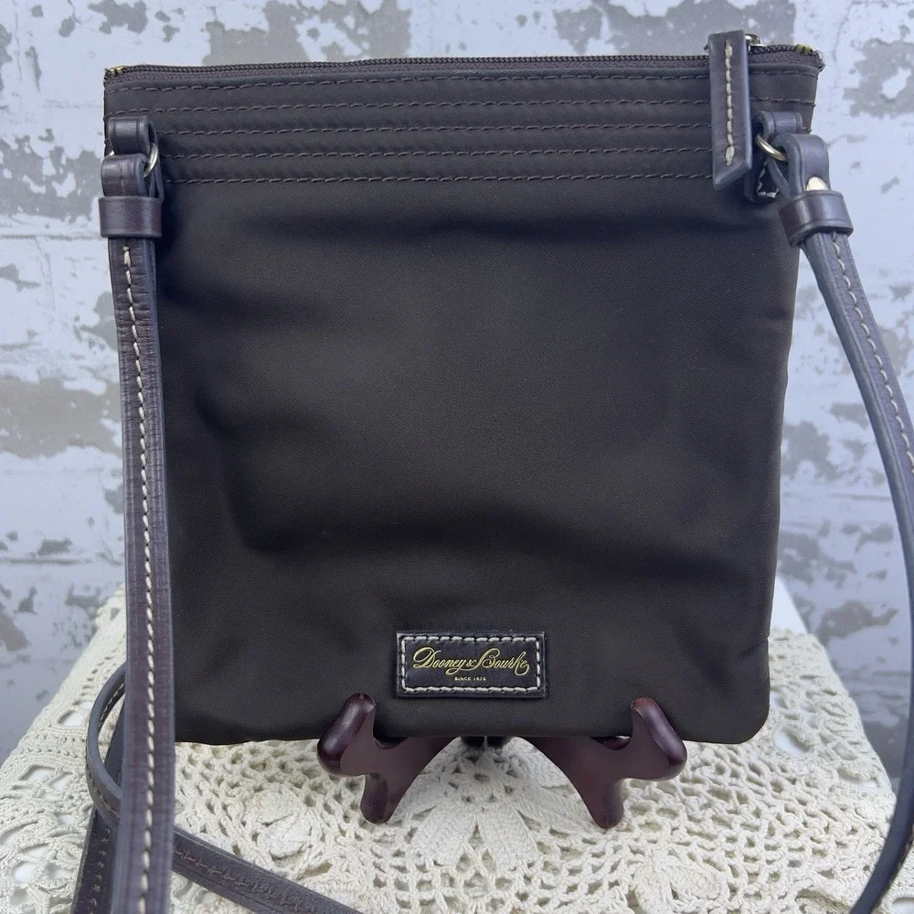 Dooney Bourke Brown Nylon North South Triple Zipper Crossbody Shoulder Bag - Picture 3 of 14